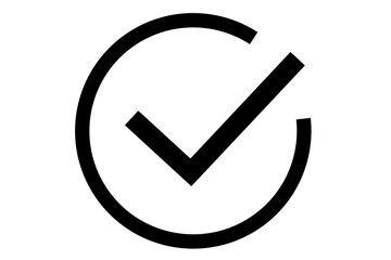 Wall Mural - black check mark icon in semi circle on transparent background for websites, apps logo web, ui desig