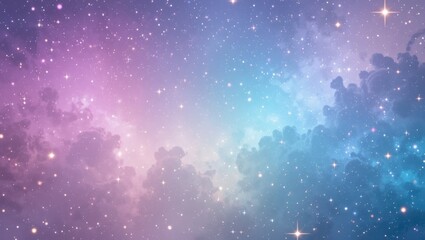 Wall Mural - Stunning Cosmic Nebula with Sparkling Stars and Colorful Clouds in a Dreamy Night Sky