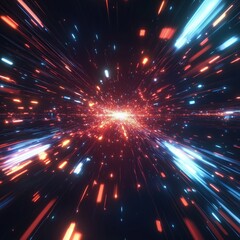 Wall Mural - abstract digital burst of light effect created with technology to give a speeding effect with futuri