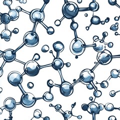 Wall Mural - abstract molecular structure illustration displaying interlinked spheres scientific and artistic rep