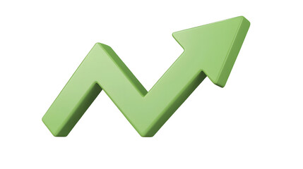 Aufkleber - Minimalistic 3D green arrow with a smooth rounded shape symbolizing business growth financial improvement and positive economic trends  The arrow is slightly elevated giving it a floating effect