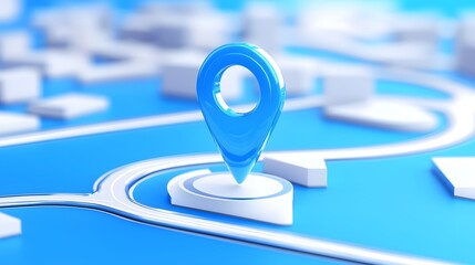 Aufkleber - Futuristic GPS Navigation Interface with 3D Location Pin and Dynamic Route Planner for Precision Travel Direction and Destination Accuracy