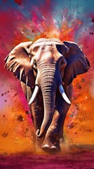 Naklejka na meble Elephant in Bold and Vibrant Colors with Fast Shutter Speed