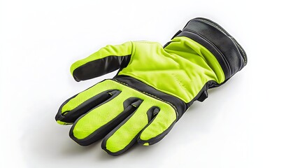 Bright glove isolated for safety, use in outdoor winter work or sport gear displays