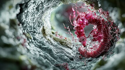 Poster - Exploring hookworm anatomy microscopic view educational illustration science environment detailed concept