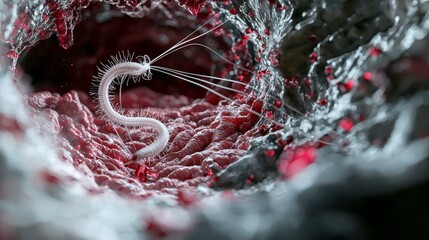 Leinwandbilder - Digital illustration of enterobius vermicularis insights into the human intestine's microscopic world