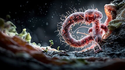 Fototapete - Exploring the microscopic environment of strongyloides stercoralis lifecycle in scientific research