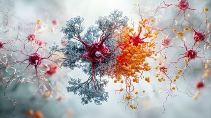 Aufkleber - Neural activity visualization synaptic connections scientific illustration laboratory close-up conceptual art