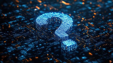 Glowing Binary Code Puzzle: Futuristic Tech Innovation in Dark Blue Digital Space
