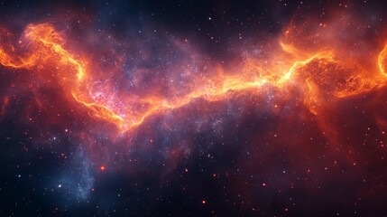 Wall Mural - space nebula. orange and purple cosmic clouds with many bright stars. deep space scene. star dust an