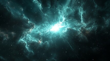 Wall Mural - space cloud nebula bursting. distant bright lights glow. celestial view of cosmic dust shining. oute