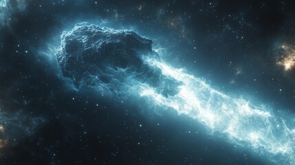 Wall Mural - blue nebula in space with stars. cosmic cloud glows. outer galaxy science sky.