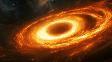 Wall Mural - orange galaxy space view. deep cosmic nebula of stars. swirling galaxy. rotating and bright universe