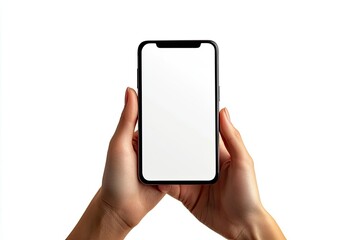 ultra quality picture of smartphone in female hand isolated on white background