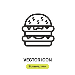 Fototapete - Burger icon vector. Linear-style sign for mobile concept and web design. Burger symbol illustration. Pixel vector graphics - Vector.
