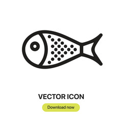 Leinwandbilder - Fish icon vector. Linear-style sign for mobile concept and web design. Fish symbol illustration. Pixel vector graphics - Vector.