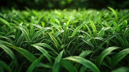 Wall Mural - lush green grass swaying gently under the warm sunlight in a serene outdoor landscape