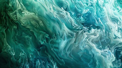 Wall Mural - abstract digital art with swirling teal and green hues.