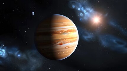 Wall Mural - Exploring the wonders of jupiter outer space digital art cosmic environment wide-angle view astronomy concept
