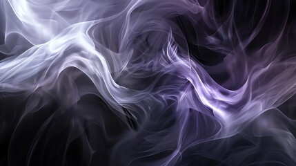 Wall Mural - abstract background with flowing, white and purple smoke against a black background.
