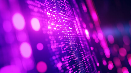 Abstract purple and pink digital data stream background image neon glow code blur bokeh shiny bright