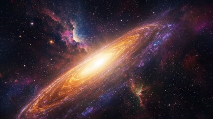 Wall Mural - a breathtaking view of a spiral galaxy surrounded by colorful nebulae and millions of stars.