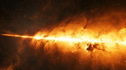 Wall Mural - a dramatic space scene with beams of cosmic light breaking through a dense nebula.