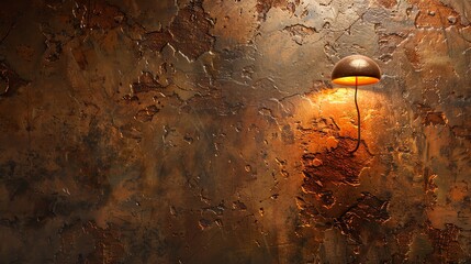 Wall Mural - a textured, rusty wall with a single light fixture.