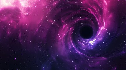 Wall Mural - an illustration of a swirling nebula in space with a black hole in the center.