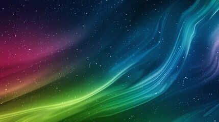 Wall Mural - An abstract image of a starry night sky with swirls of pink, blue, and green light.