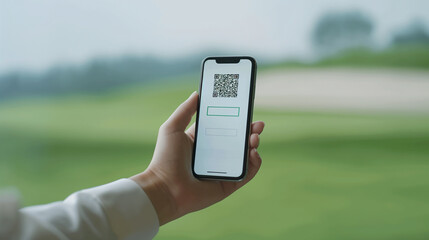 scan to unlock: a hand holds a smartphone displaying a qr code
