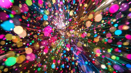 Canvas Print - a colorful and abstract image of bright lights and confetti.