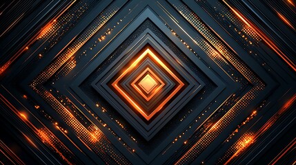 Wall Mural - abstract geometric diamond pattern with light effects, suitable for tech background