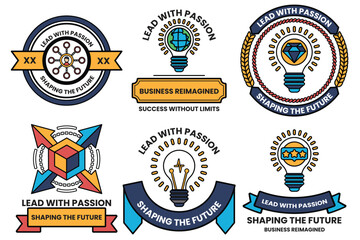 Wall Mural - set of illustrations in the concept of business and digital in line art style