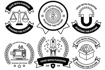 Wall Mural - set of illustrations in the concept of business and digital in line art style