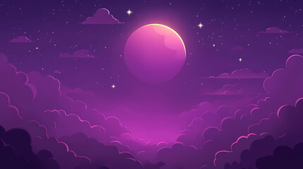 Wall Mural - purple gradient mystical moonlight sky with clouds and stars phone background wallpaper