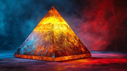 Wall Mural - Fire pyramid on a surface with red and blue smoke, for backgrounds and illustrations