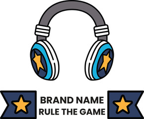 Wall Mural - a cartoon image of a pair of headphones with stars on them