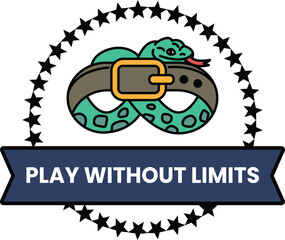 Wall Mural - a snake is wearing a belt and the words play without limits are written below it