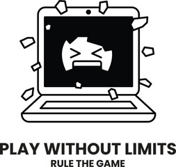 Wall Mural - a laptop with a face on it that is broken and has a lot of debris around it