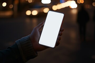 high definition visual of man hand holding the white smartphone