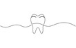 © Stock4line - Vector continuous one simple single abstract line drawing of tooth dental clinic and care concept, Single line continuous drawing of tooth simple dental tooth line art vector illustration.
