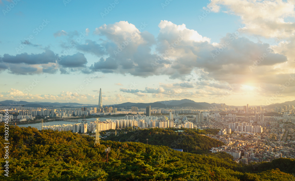 Sunset and cloud blue sky Seoul City South Korea Stock Photo | Adobe Stock