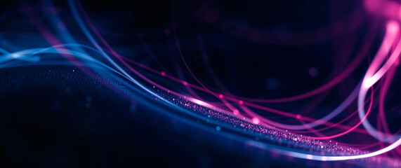 Poster - Abstract blue and purple particles flowing across dark background