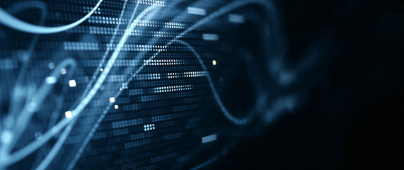 Canvas Print - abstract futuristic lines flowing across digital background representing big data analysis