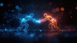 © Rutchaneewan - Dynamic collaboration of interconnected figures glowing with energy symbolizing teamwork and success in a vibrant environment abstract illustration