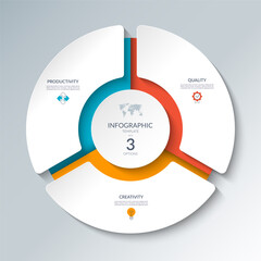 Wall Mural - infographic circular diagram with 3 options. round chart that can be used for business presentations