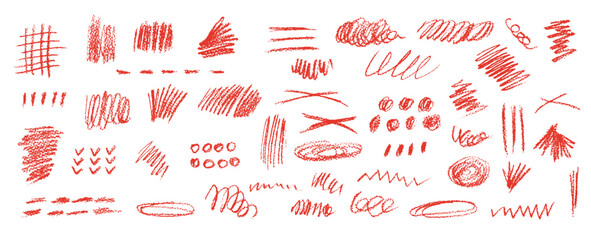 Wall Mural - set of chalk scribble frames and line brush elements. collection of white wax pencil drawn highlight