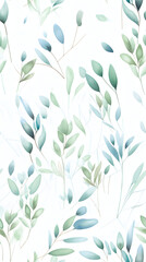 Wall Mural - watercolor leaf and stems pattern with leaves as accent abstract graphic poster background