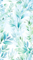 Wall Mural - watercolor leaf and stems pattern with leaves as accent abstract graphic poster background